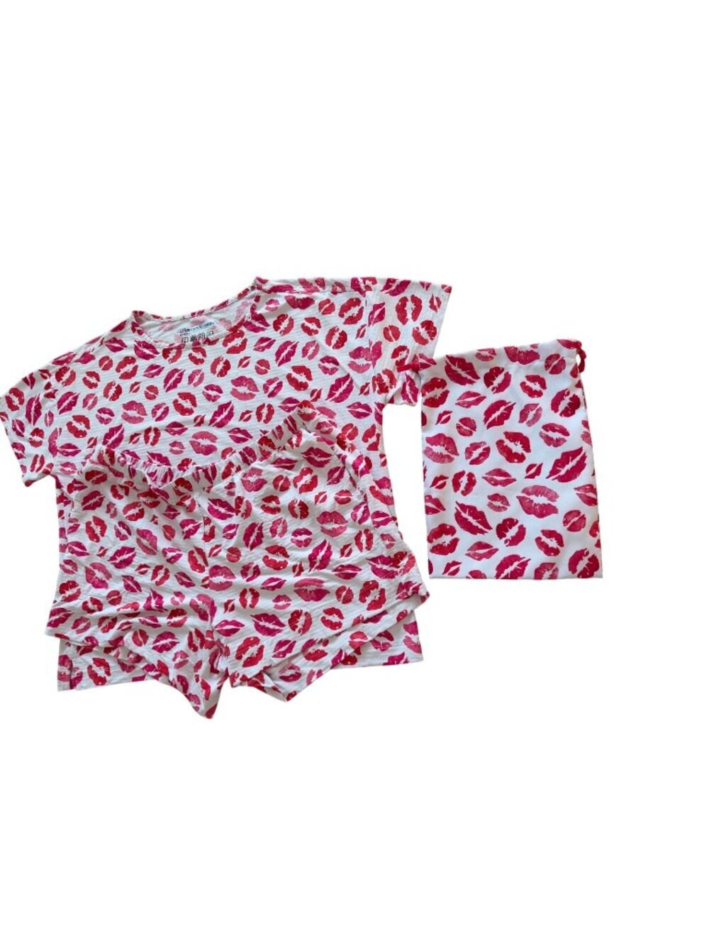 Ibkul IBKomfortable Womens Lip Printed Matching Pajama Set Size L UPF Quick Dry